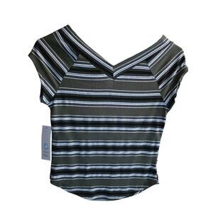 Striped Green and Black Women's Top
